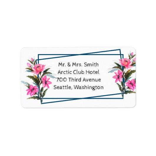 ピンクの花 ラベル (正面)