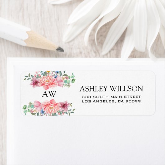 ピンクの花 ラベル (インサイチュ)