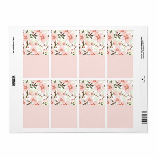ピンクの花 ラベル (フルシート)