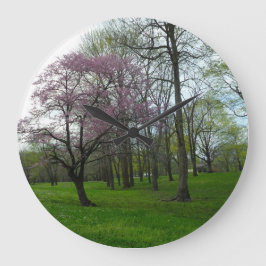 ピンクの花 ラージ壁時計