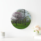 ピンクの花 ラージ壁時計 (ホーム)