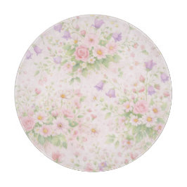 ピンクの花 ローズ&デイジー — パステルボタニカル カッティングボード