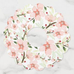 ピンクの花 ワイングラスタグ