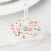 ピンクの花 ワイングラスタグ (クローズアップ)