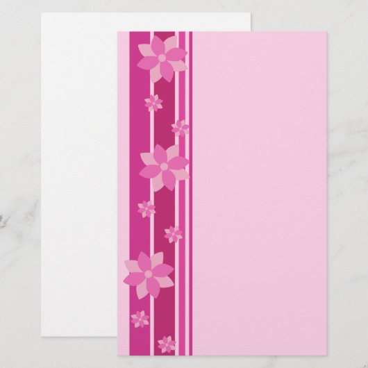 ピンクの花 便箋 (正面/裏面)