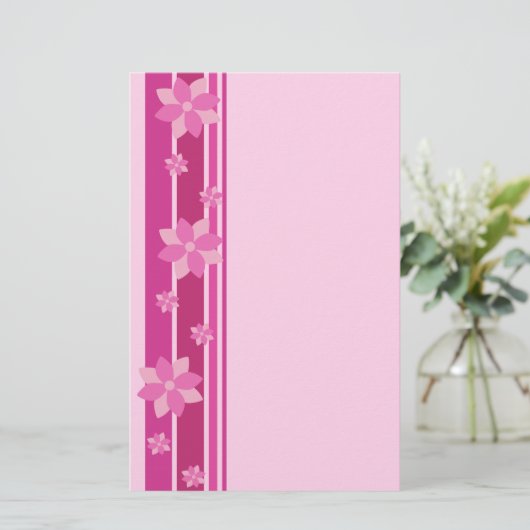 ピンクの花 便箋 (スタンド正面)