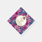 ピンクの花, 写真, どんな年齢でも, オーダーメイドの誕生日 スタンダードカクテルナプキン (角)