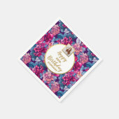 ピンクの花、写真、どんな年齢でも、カスタム誕生日 スタンダードカクテルナプキン (角)