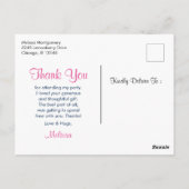 ピンクの花、卵、フラミンゴ&バニーのパーティー 感謝してい ポストカード (裏面)