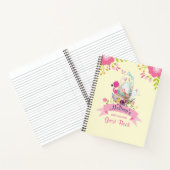 ピンクの花、卵、フラミンゴ&バニーウォータカラー ノートブック (内部)