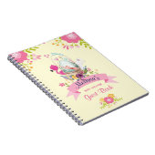 ピンクの花、卵、フラミンゴ&バニーウォータカラー ノートブック (右側)