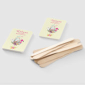 ピンクの花、卵、フラミンゴ&バニーウォータカラー ハンドファン (組立なし)