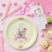 ピンクの花、卵、フラミンゴ&バニーウォータカラー ペーパープレート (パーティー)