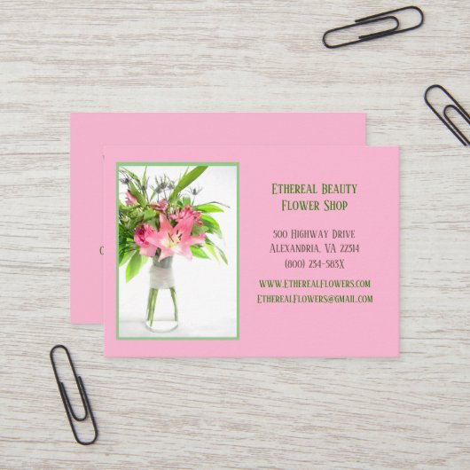 ピンクの花 名刺 (正面/裏面インサイチュ)