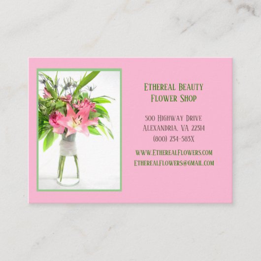 ピンクの花 名刺 (正面)