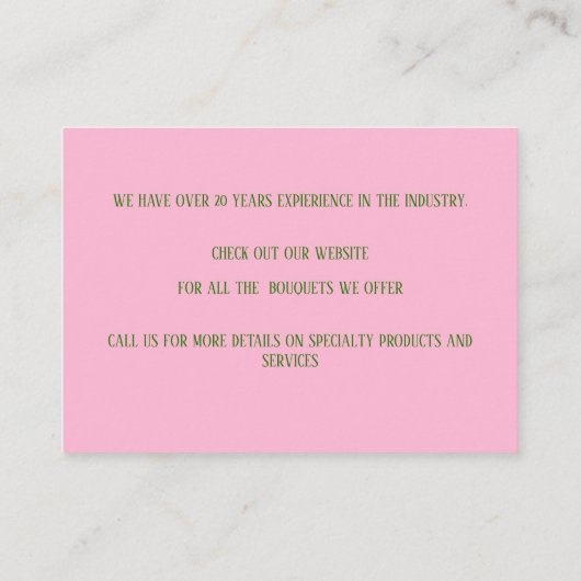 ピンクの花 名刺 (裏面)