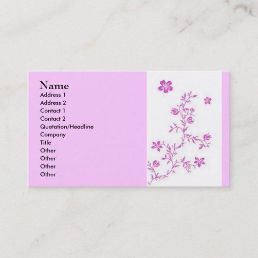 ピンクの花 名刺 (正面)