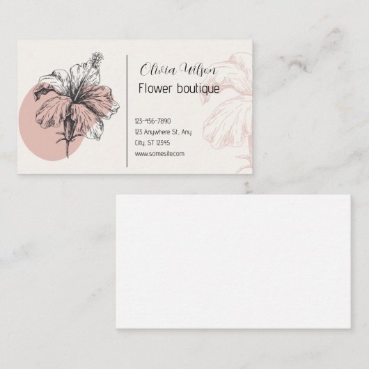 ピンクの花 名刺 (正面/裏面)