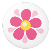 ピンクの花-子供へかわいい子供部屋の装飾 セラミックノブ (正面)