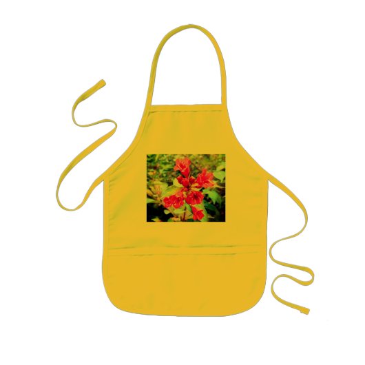 ピンクの花 子供用エプロン (正面)