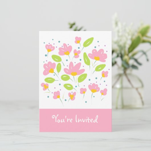 ピンクの花 招待状 (スタンド正面)