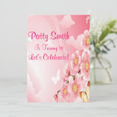 ピンクの花 招待状 (スタンド正面)