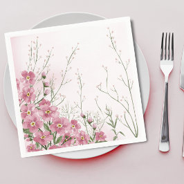 ピンクの花 春のベイビーシャワー スタンダードカクテルナプキン