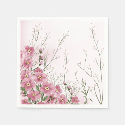 ピンクの花 春のベイビーシャワー スタンダードカクテルナプキン (正面)