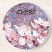 ピンクの花 春 のサンドストーン コースター (正面)