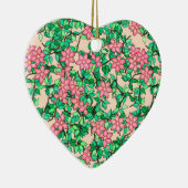 ピンクの花、柔らかい桃の背景 セラミックオーナメント (右)