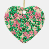 ピンクの花、柔らかい桃の背景 セラミックオーナメント (裏面)