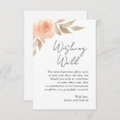 ピンクの花。植物の願いモダンの結婚井戸 エンクロージャーカード (正面/裏面)