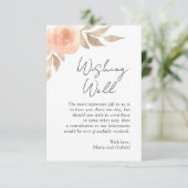 ピンクの花。植物の願いモダンの結婚井戸 エンクロージャーカード (スタンド正面)