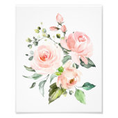 ピンクの花、水彩花、女の子子供部屋 フォトプリント (正面)