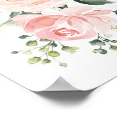 ピンクの花、水彩花、女の子子供部屋 ポスター (角)