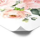 ピンクの花、水彩花、女の子子供部屋 ポスター (角)