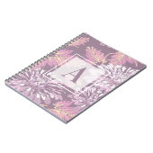 ピンクの花、水彩、モノグラム、個人設定 ノートブック (左側)