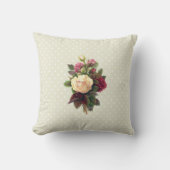 ピンクの花、白いバラ、緑の葉花、フローラ クッション (正面)