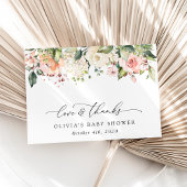 ピンクの花,白い花,ぼほ,赤ちゃんシャワー サンキューカード