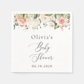 ピンクの花,白い花,ぼほ,赤ちゃんシャワー スタンダードカクテルナプキン (正面)