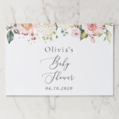 ピンクの花，白い花，ぼほ，赤ちゃんシャワー ペーパーパッド (正面)