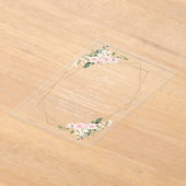 ピンクの花、白い花、グリーン、ベビーシャワー アクリル招待状 (レイダウン)