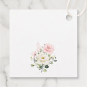 ピンクの花、白い花、グリーン、ベビーシャワー フェイバータグ (裏面)
