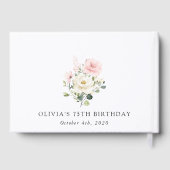 ピンクの花、白い花、グリーン、誕生日 ゲストブック (裏面)
