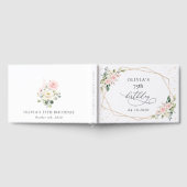ピンクの花、白い花、グリーン、誕生日 ゲストブック (全面)