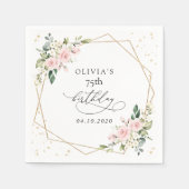 ピンクの花、白い花、グリーン、誕生日 スタンダードカクテルナプキン (正面)