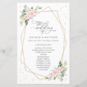 ピンクの花, 白い花, ボヘミア, 結婚式のプログラム (正面)