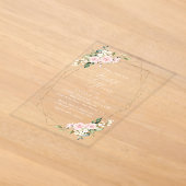 ピンクの花、白い花、ボホ、ブライダルシャワー アクリル招待状 (レイダウン)