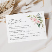 ピンクの花、白い花、ボホ、結婚式の詳細 エンクロージャーカード