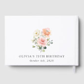 ピンクの花、白い花、ボホ、誕生日 ゲストブック (裏面)